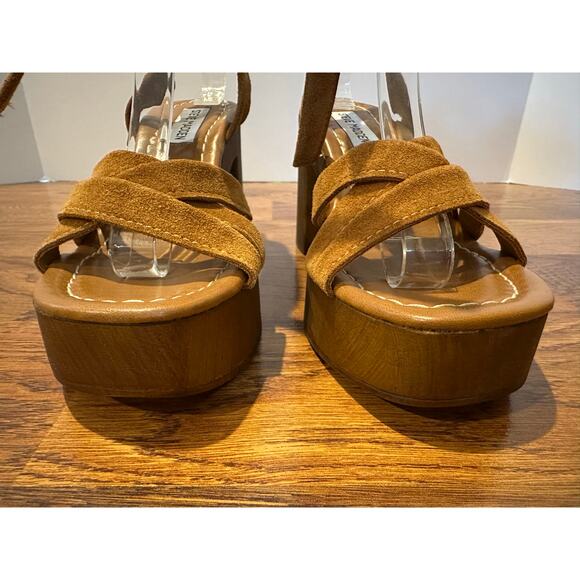 Steve Madden Women’s Rydley Leather Platform Sandals – Cognac – Size 7 – NWT - Picture 4 of 10